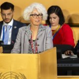 La cheffe de l'Office fédéral de l'environnement (OFEV) Katrin Schneeberger souhaite "un signal fort pour le multilatéralisme" avec un accord pour éliminer la pollution plastique. KEYSTONE/SALVATORE DI NOLFI